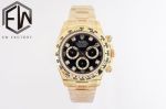 EW Factory ROLEX Daytona 40*12.4MM Cerachrom 904L Steel Gold Bezel Black  Watch